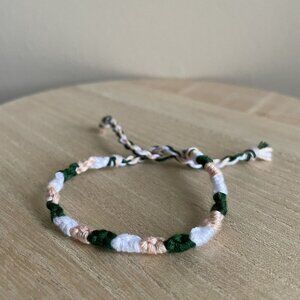Handmade Hilda Woven Friendship Bracelet OS Green White Women Cotton Tie